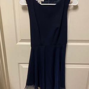 Petite Navy Blue Sleeveless Skater Dress Homecoming/semi-formal